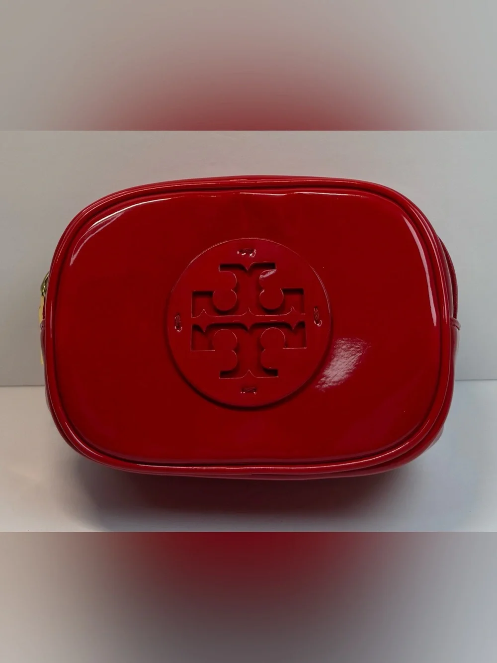 Tory Burch Red Patent Logo Pouch Cosmetic Case